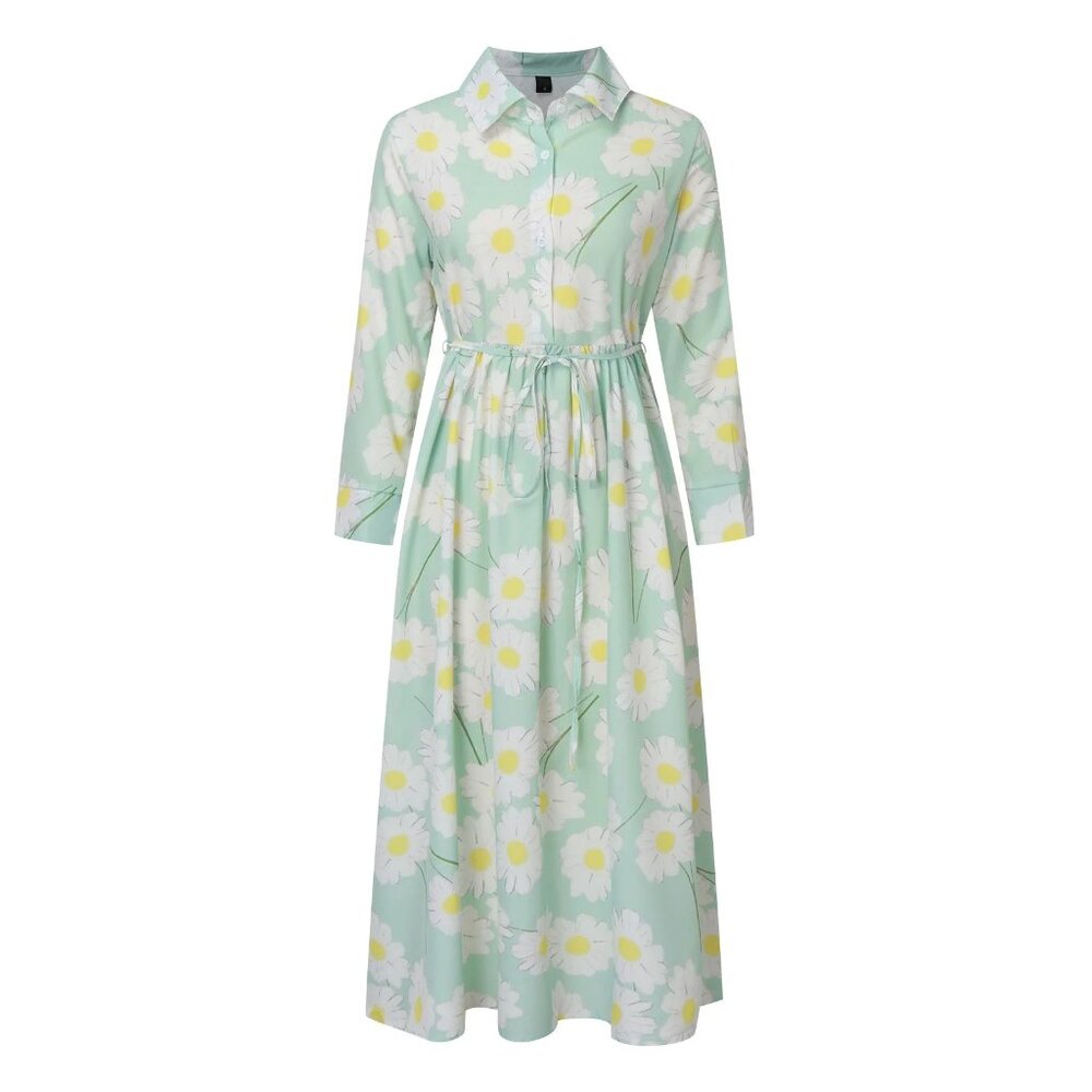 Floral Midi Waist-defined Shirt Dress/NWOT/XL - Picture 2 of 16